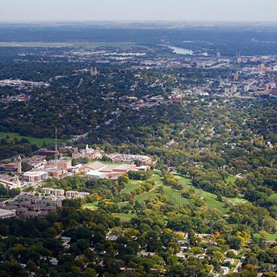 Aerial photo of UNO campus