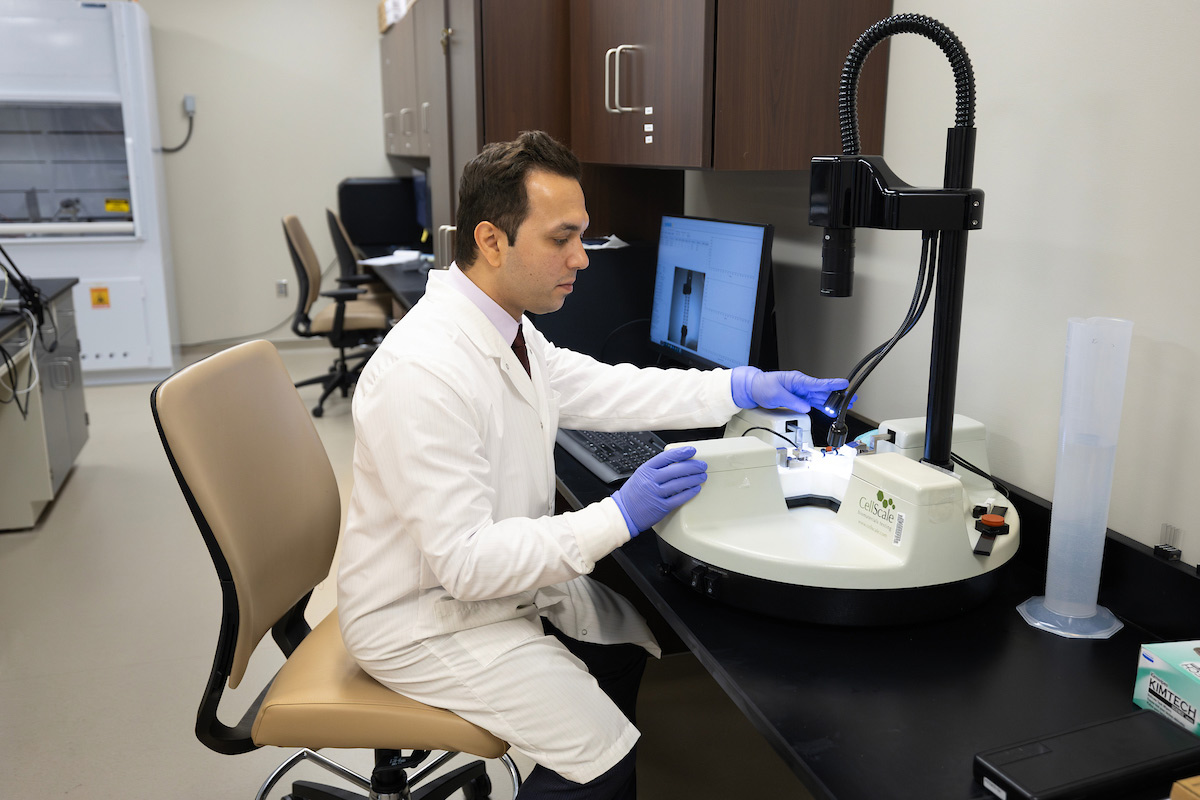 Majid Jadidi, Ph.D., works in the Vascular Lab located in the Biomechanics Building at UNO.