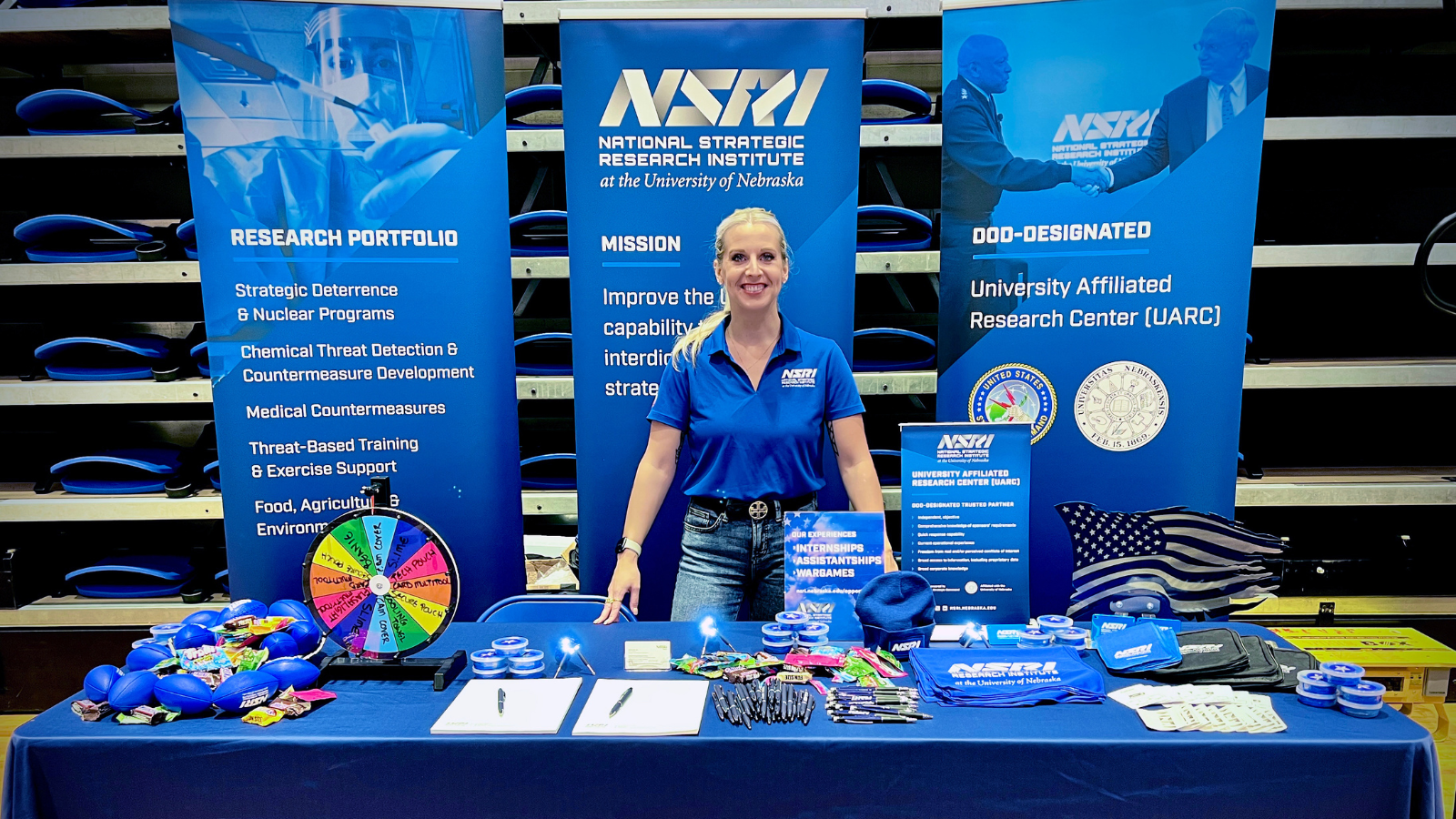 NSRI representative at exhibit booth