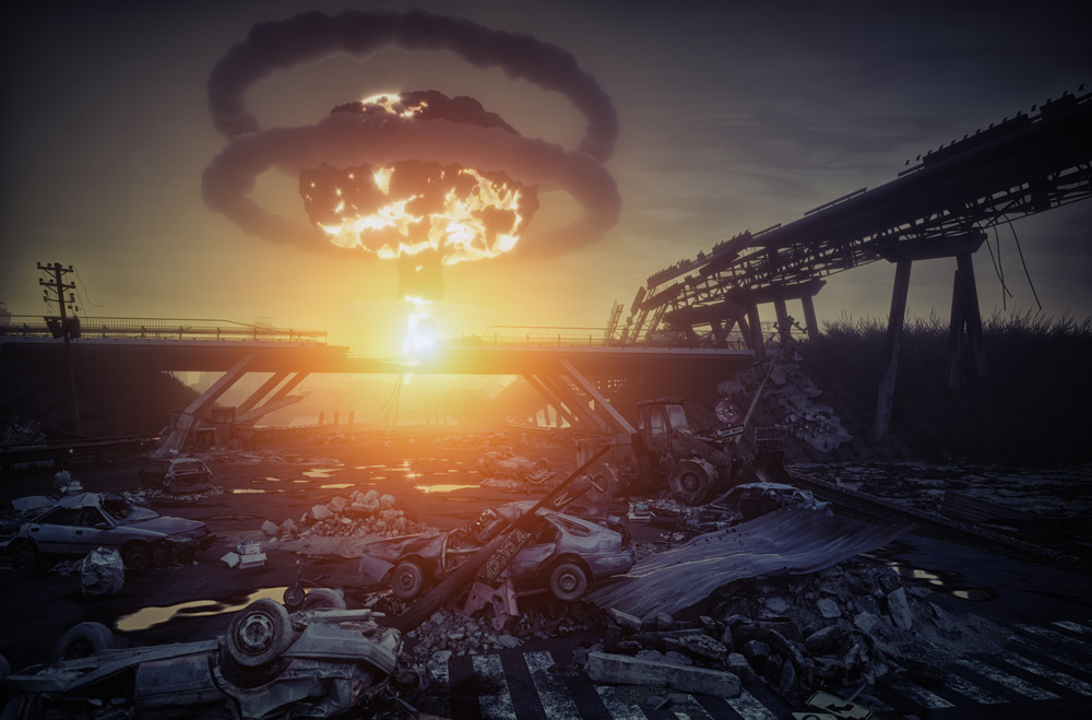 explosion and cloud