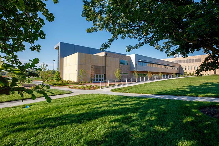 Outside of the building on a sunny day