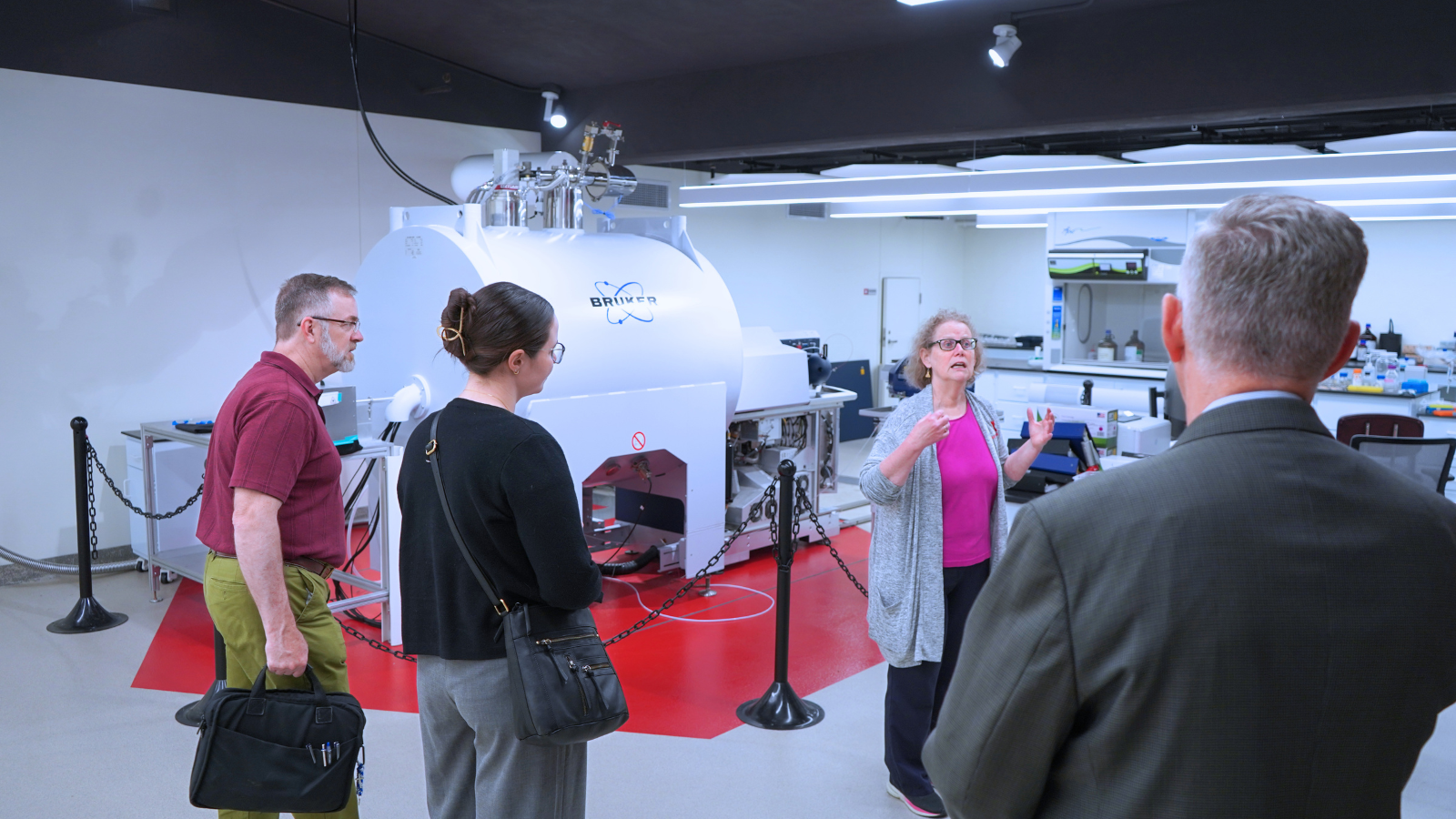 Dr. Martha Morton, research professor in the UNL Department of Chemistry, describes the unique capabilities of the 15-T ICR-LC-MS system.