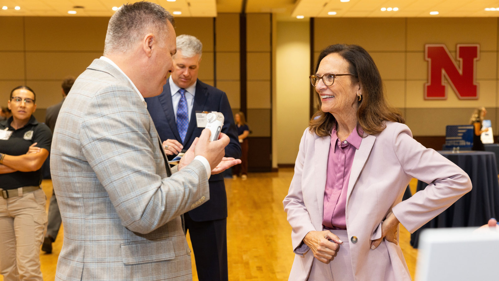 U.S. Senator Deb Fischer talks with NSRI Research Director David Blanchard about his team's capabilities for biological defense, and his specific demonstrated project entitled "Distributed early warning of biological threats."