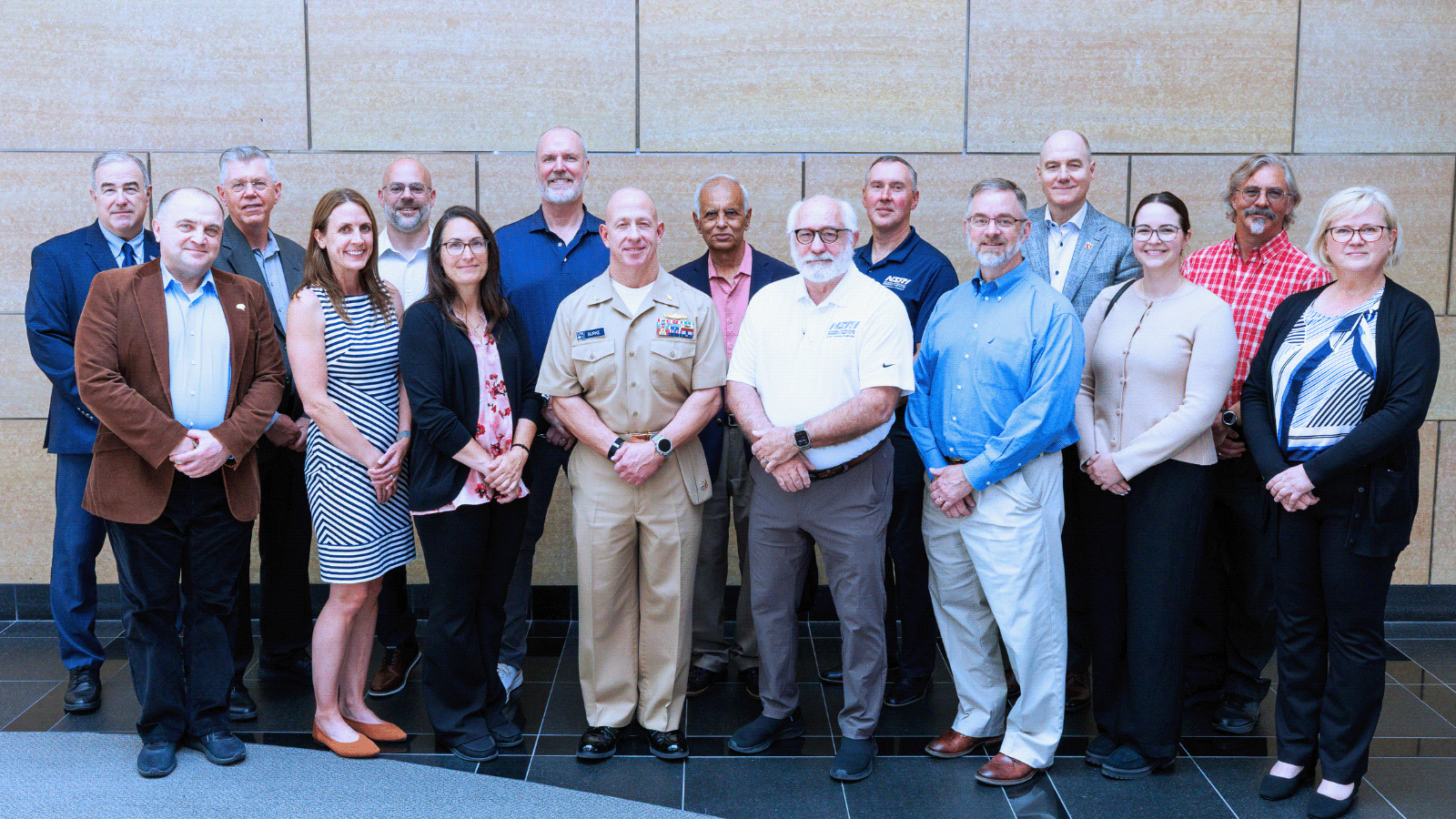Front row from left: Dr. Oleg Korzyukov, UNMC; Brianna McGhee, 55 CONS Tiffany Arizmendi, 55 CONS; CAPT Gerald Burke, AFRRI; Dr. Neal Woollen, NSRI; David Evans, DHA; Dr. Emily Luteran, DHA; Dr. Valentina Gumenyuk, UNMC. Back row from left: Maj. Gen., USAF (Ret.) Rick Evans, NSRI; Dr. Martin LaFrance, DHA; Dr. Ryan Hartung, ARS Steering Committee; Dr. Chad Briscoe, ARS Steering Committee; Dr. Vijay Singh, AFRRI; Dr. Terry Thiem, NSRI; Dr. Ken Bayles, UNMC; Mr. Jim Miller, UARC Program Manager, USSTRATCOM.