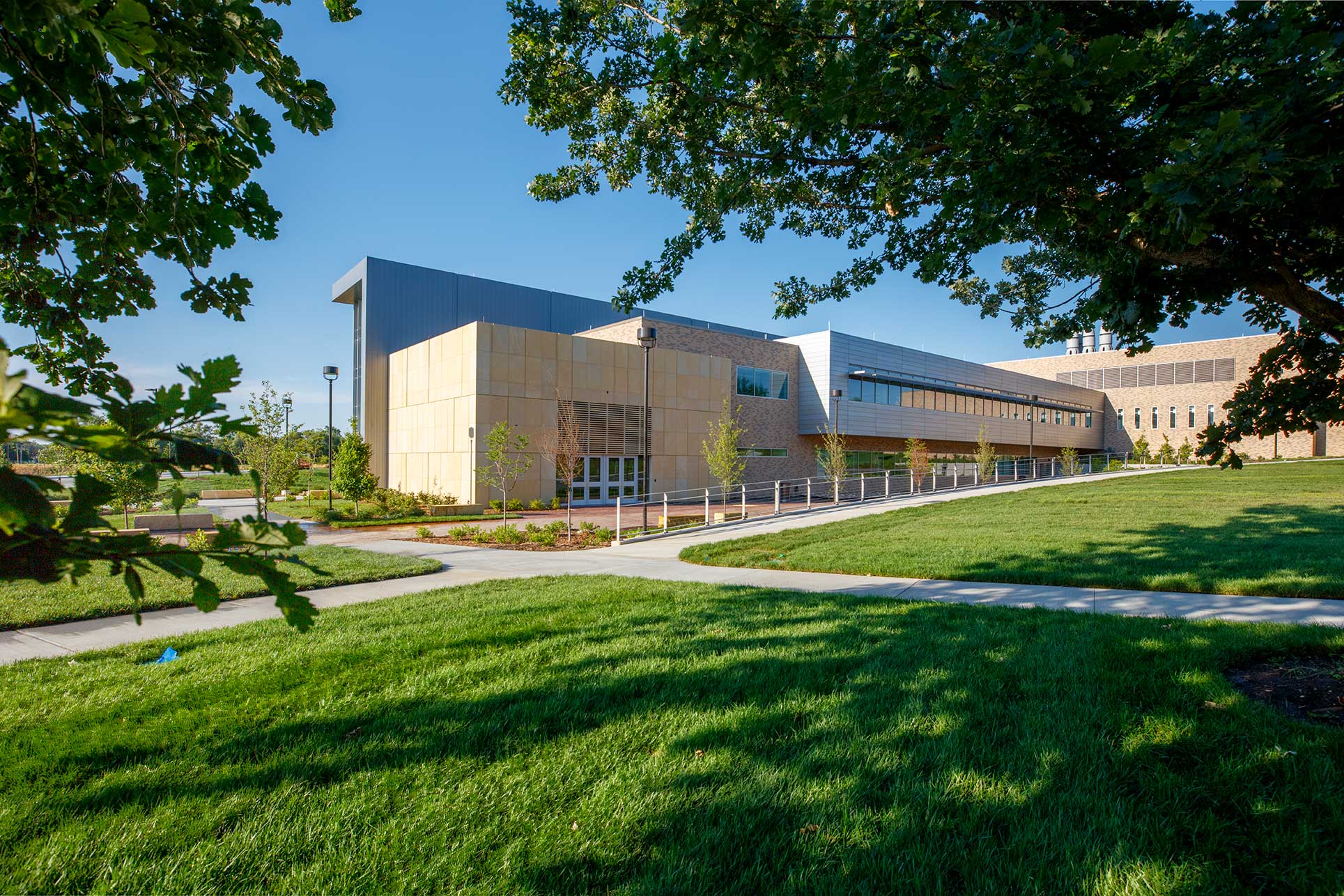 Outside of the building on a sunny day